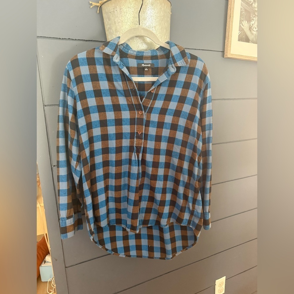 Madewell popover plaid flannel cotton long sleeve small